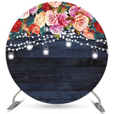 Rose Und Streifen Hölzern Glücklich Geburtstag Runden Hintergrund