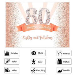 Rose Gold Und Rosa Punkte Glücklich 80 Geburtstag Party Hintergrund