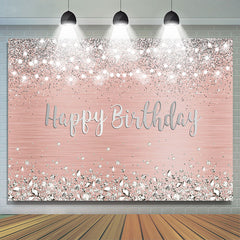 Rose Gold Und Silber Bokeh Glücklich Geburtstag Hintergrund