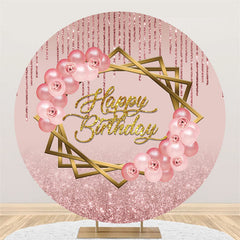 Rose Gold Ballon Funkeln Glücklich Geburtstag Runden Hintergrund
