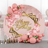 Rose Gold Ballon Funkeln Glücklich Geburtstag Runden Hintergrund