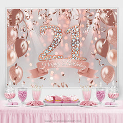 Rose Gold Ballon Glücklich 21.St Geburtstag Hintergrund Für Mädchen