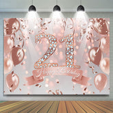 Rose Gold Ballon Glücklich 21.St Geburtstag Hintergrund Für Mädchen