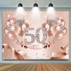 Rose Gold Ballon Band Glücklich 50 Geburtstag Hintergrund