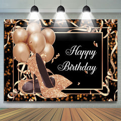 Rose Gold Luftballons Funkeln Absätze Geburtstag Hintergrund