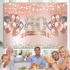 Rose Gold Funkeln Ballon Glücklich 80 Geburtstag Hintergrund