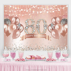 Rose Gold Funkeln Ballon Glücklich 80 Geburtstag Hintergrund