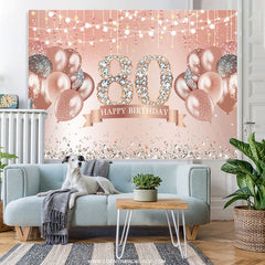 Rose Gold Funkeln Ballon Glücklich 80 Geburtstag Hintergrund