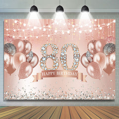 Rose Gold Funkeln Ballon Glücklich 80 Geburtstag Hintergrund