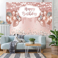 Rose Gold Funkeln Ballon Glücklich Geburtstag Hintergrund