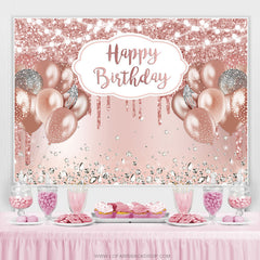 Rose Gold Funkeln Ballon Glücklich Geburtstag Hintergrund