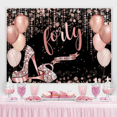 Rose Gold Glücklich 40 Geburtstag Ballon Funkeln Hintergrund