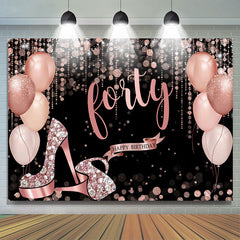 Rose Gold Glücklich 40 Geburtstag Ballon Funkeln Hintergrund