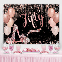 Rose Gold Glücklich 50 Geburtstag Ballon Funkeln Hintergrund