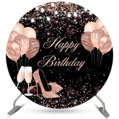Rose Gold Hacke Ballon Glücklich Geburtstag Kreis Hintergrund