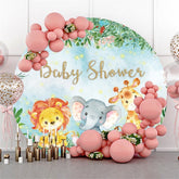 Runden Tiere Und Blume Funkeln Baby Dusche Hintergrund