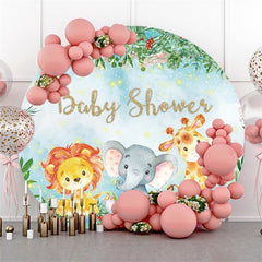 Runden Tiere Und Blume Funkeln Baby Dusche Hintergrund