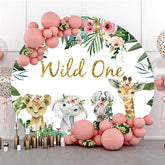 Runden Tiere Gold Funkeln Wild Eins Geburtstag Hintergrund