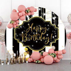 Runden Schwarz Und Weiß Streifen Glücklich Geburtstag Hintergrund