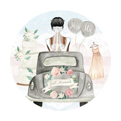 Runden Schwarz Mädchen Auto Blumen Party Hintergrund Für Hochzeit