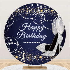 Runden Blau Und Silber Perle Glücklich Geburtstag Hintergrund