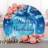 Runden Blau Ozean Meerjungfrau Schwanz Glücklich Geburtstag Hintergrund