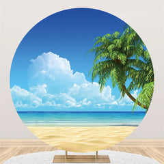 Runden Blau Meer Und Himmel Strand Urlaub Sommer Hintergrund