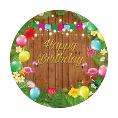 Runden Braun Hölzern Und Blume Glücklich Geburtstag Hintergrund
