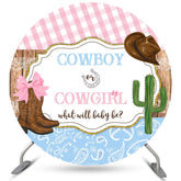 Runden Cowboy Oder Cowgirl Geschlecht Aufdecken Babydusche Hintergrund
