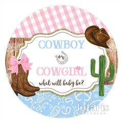 Runden Cowboy Oder Cowgirl Geschlecht Aufdecken Babydusche Hintergrund