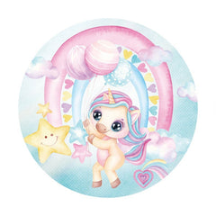 Runden Niedlich Einhorn Stern Baby Dusche Hintergrund Für Party