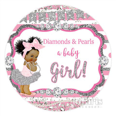 Runden Diamanten Perlen A Baby Mädchen Babydusche Hintergrund