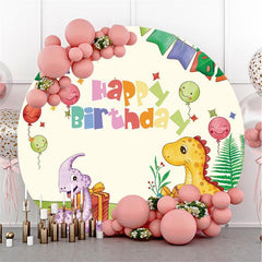 Runden Dinosaurier Karikatur Thema Glücklich Geburtstag Hintergrund
