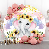 Runden Elefant Sonnenblume Ballon Babydusche Hintergrund