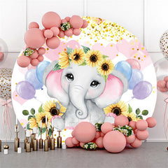 Runden Elefant Sonnenblume Ballon Babydusche Hintergrund