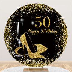 Runden Funkeln Schwarz Gold Glücklich 50 Geburtstag Hintergrund