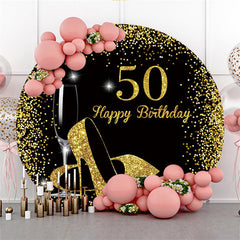 Runden Funkeln Schwarz Gold Glücklich 50 Geburtstag Hintergrund