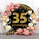 Runden Funkeln Gold 35 Jubiläum Hintergrund Für Hochzeit