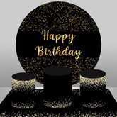 Runden Funkeln Gold Und Schwarz Glücklich Geburtstag Hintergrund