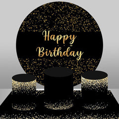 Runden Funkeln Gold Und Schwarz Glücklich Geburtstag Hintergrund