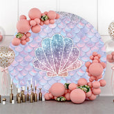 Runden Funkeln Meerjungfrauen Muscheln Glücklich Geburtstag Hintergrund