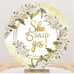 Runden Gold Funkeln Sie Sagte Ja Blume Hochzeit Hintergrund