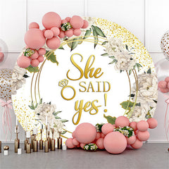 Runden Gold Funkeln Sie Sagte Ja Blume Hochzeit Hintergrund