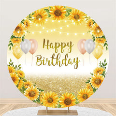 Runden Golden Sonnenblume Ballon Glücklich Geburtstag Hintergrund