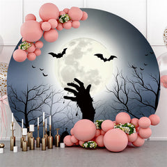 Runden Mond Schwarz Schläger Nacht Glücklich Halloween Hintergrund