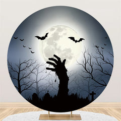 Runden Mond Schwarz Schläger Nacht Glücklich Halloween Hintergrund