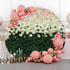 Runden Rosa Weiß Blumen Grün Blätter Hochzeit Hintergrund