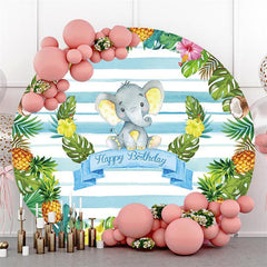 Runden Pflanzen Mit Wenig Elefant Geburtstag Hintergrund