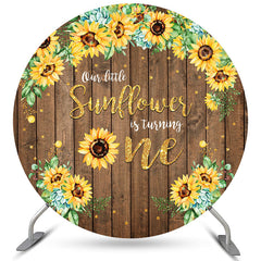 Runden Sonnenblume Hölzern Glücklich 1 Geburtstag Hintergrund