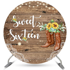 Runden Sonnenblumen Holz Süß Sechzehn Geburtstag Hintergrund